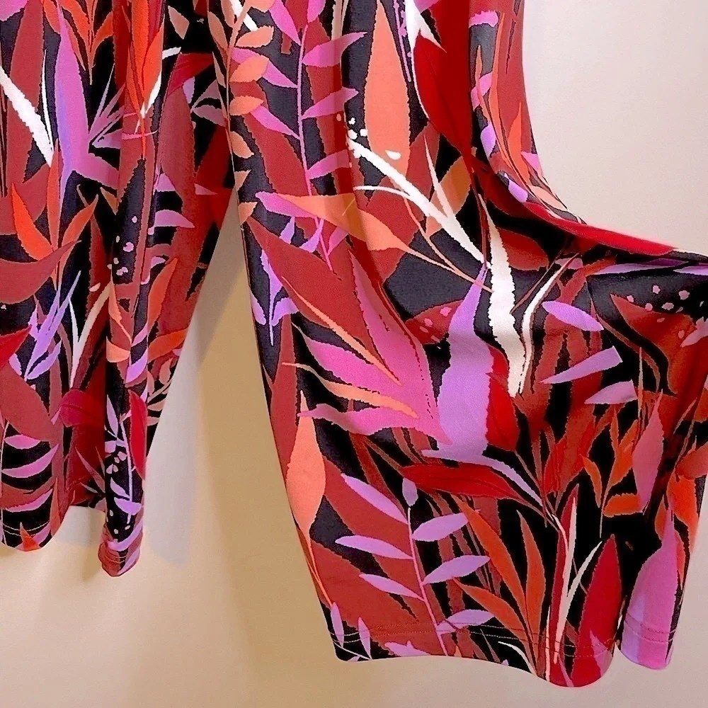 NEW Bob Mackie Wide Leg Crop Pants Tropical Paradise Print Size X-Small